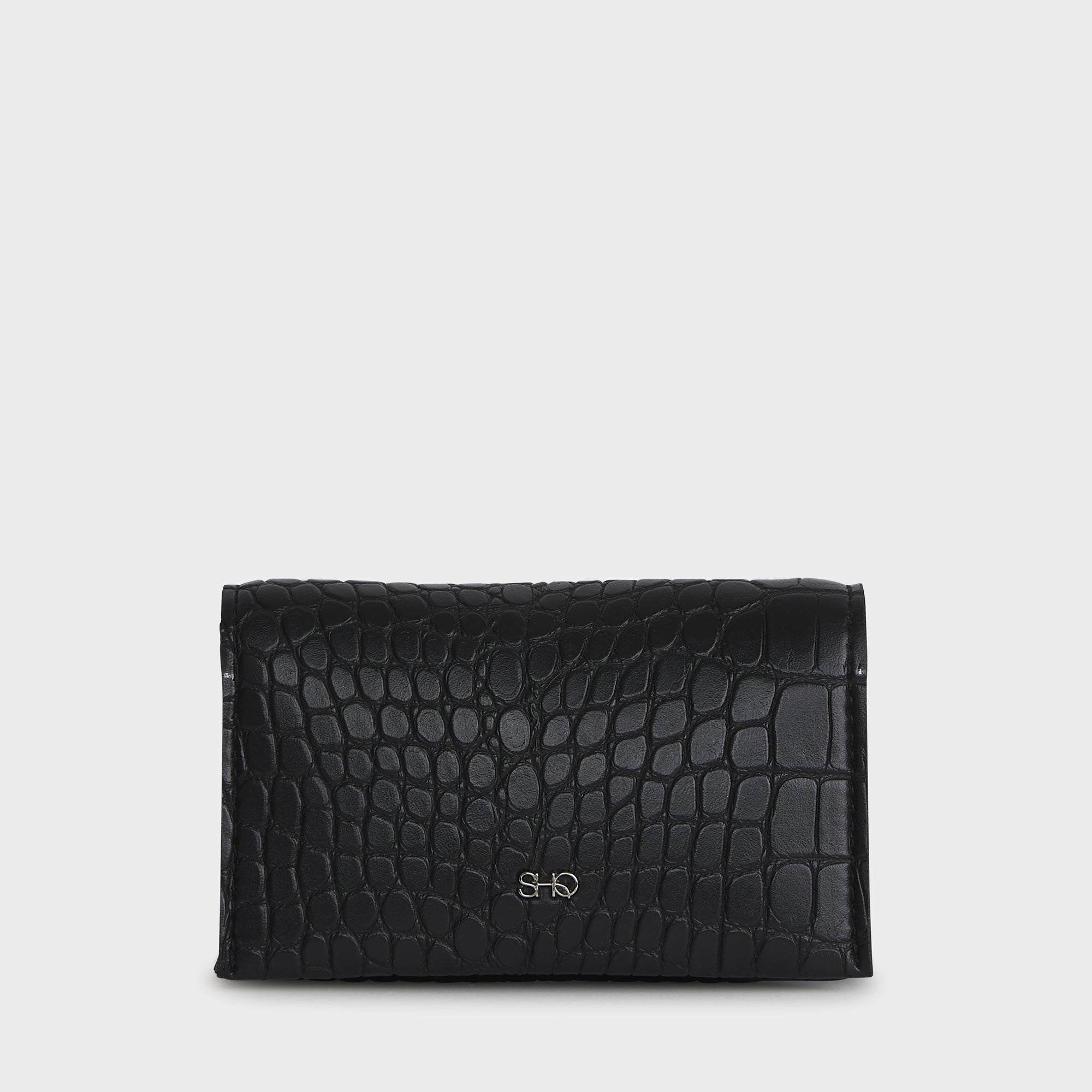 VALENCIA WALLET CROC BLACK