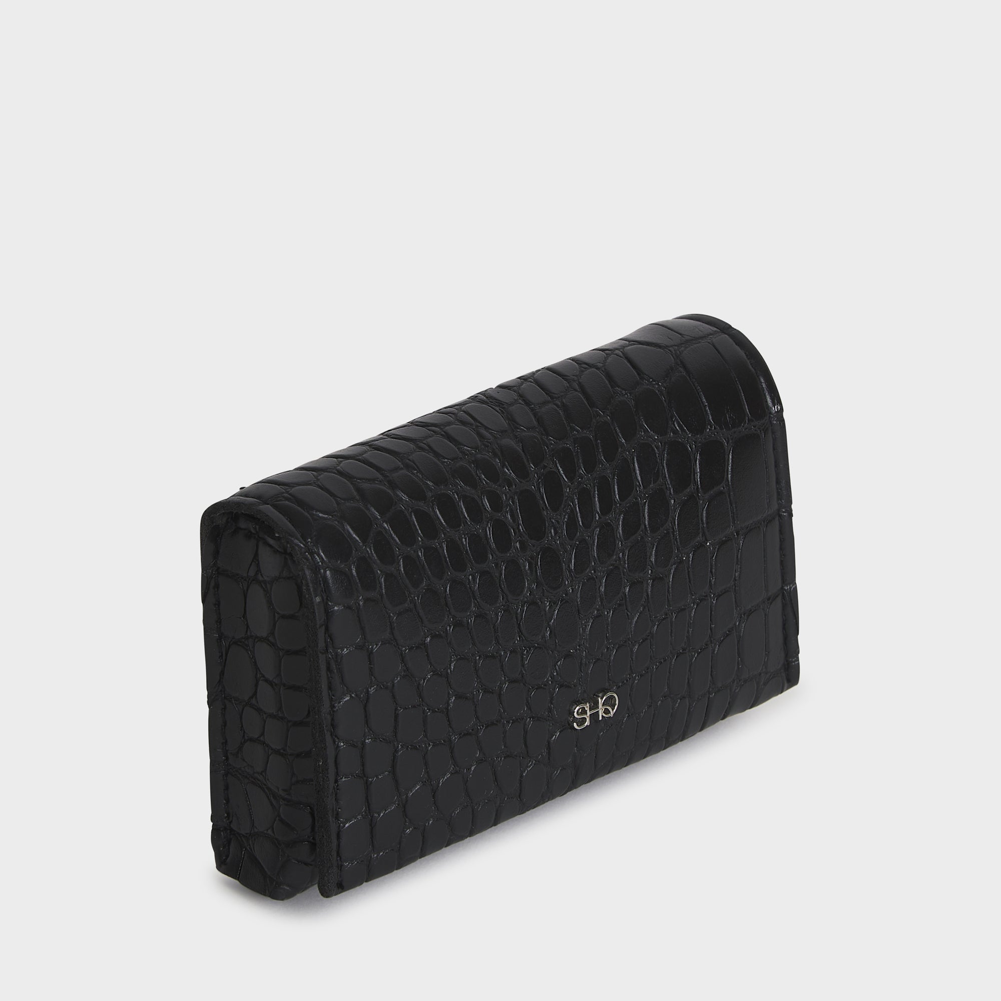VALENCIA WALLET CROC BLACK