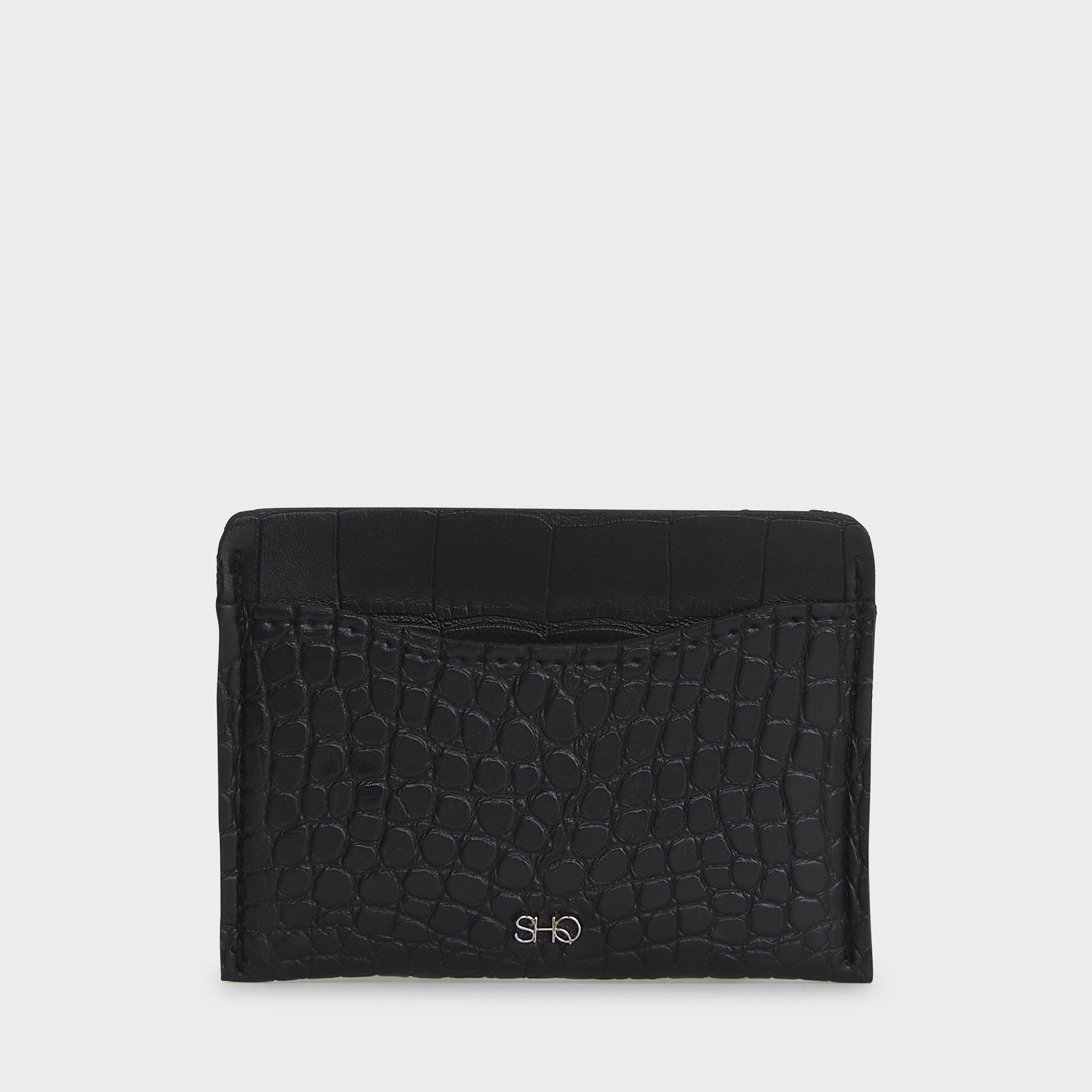 VALENCIA CARD HOLDER CROC BLACK