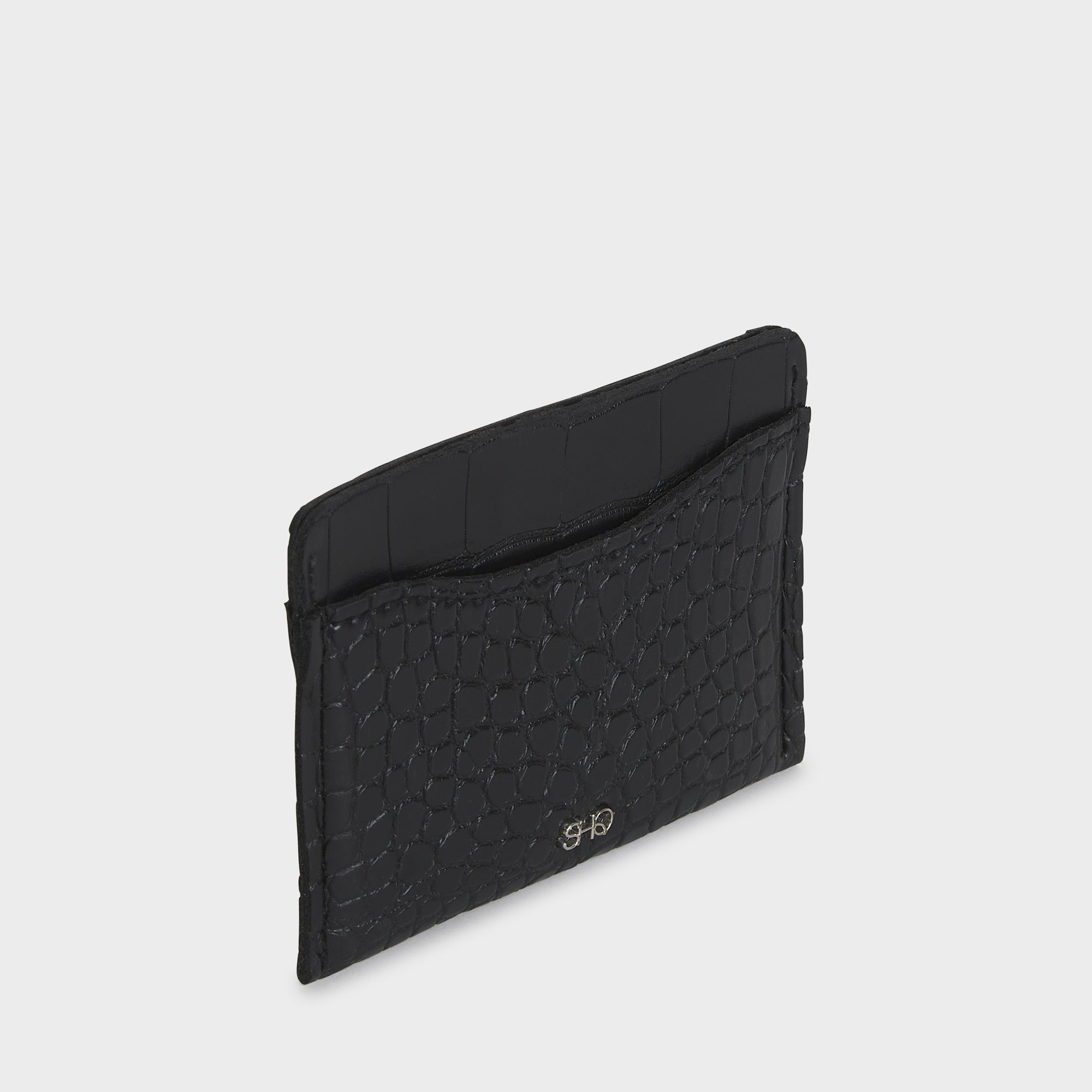 VALENCIA CARD HOLDER CROC BLACK