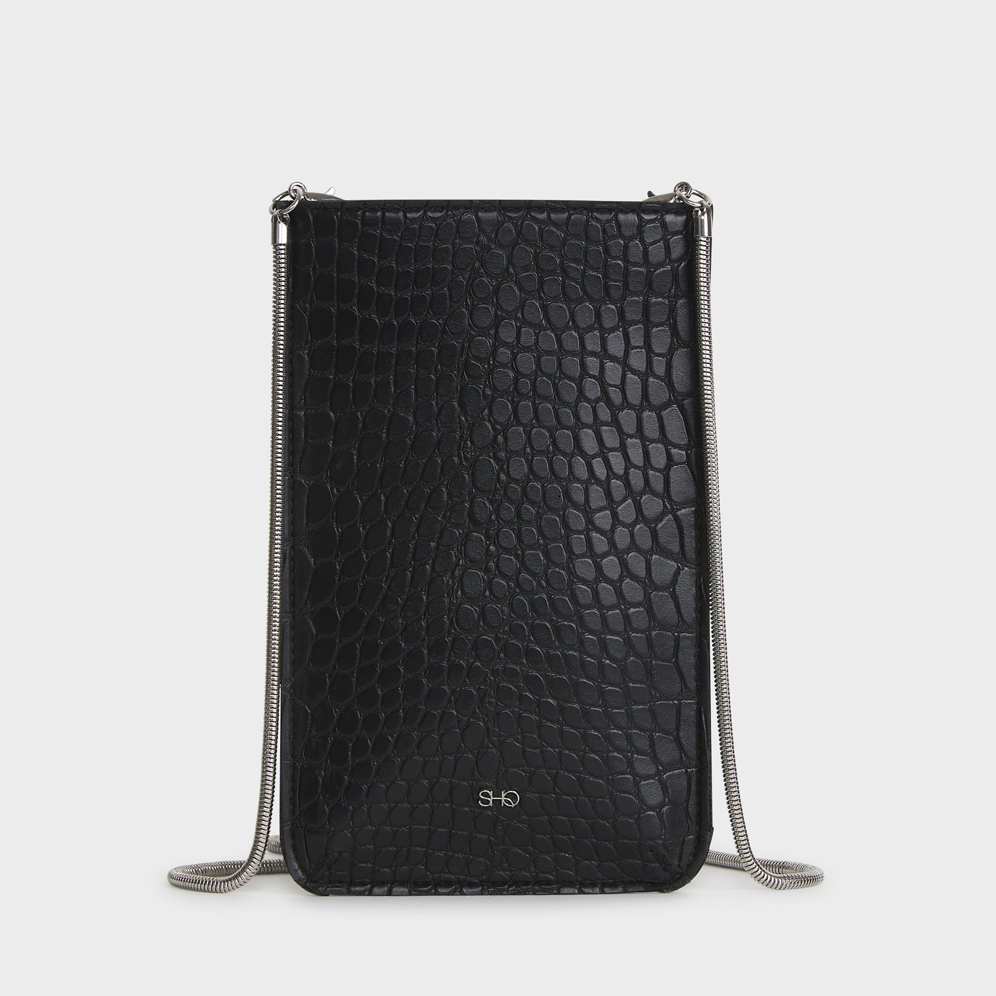 VALENCIA PHONE BAG CROC BLACK