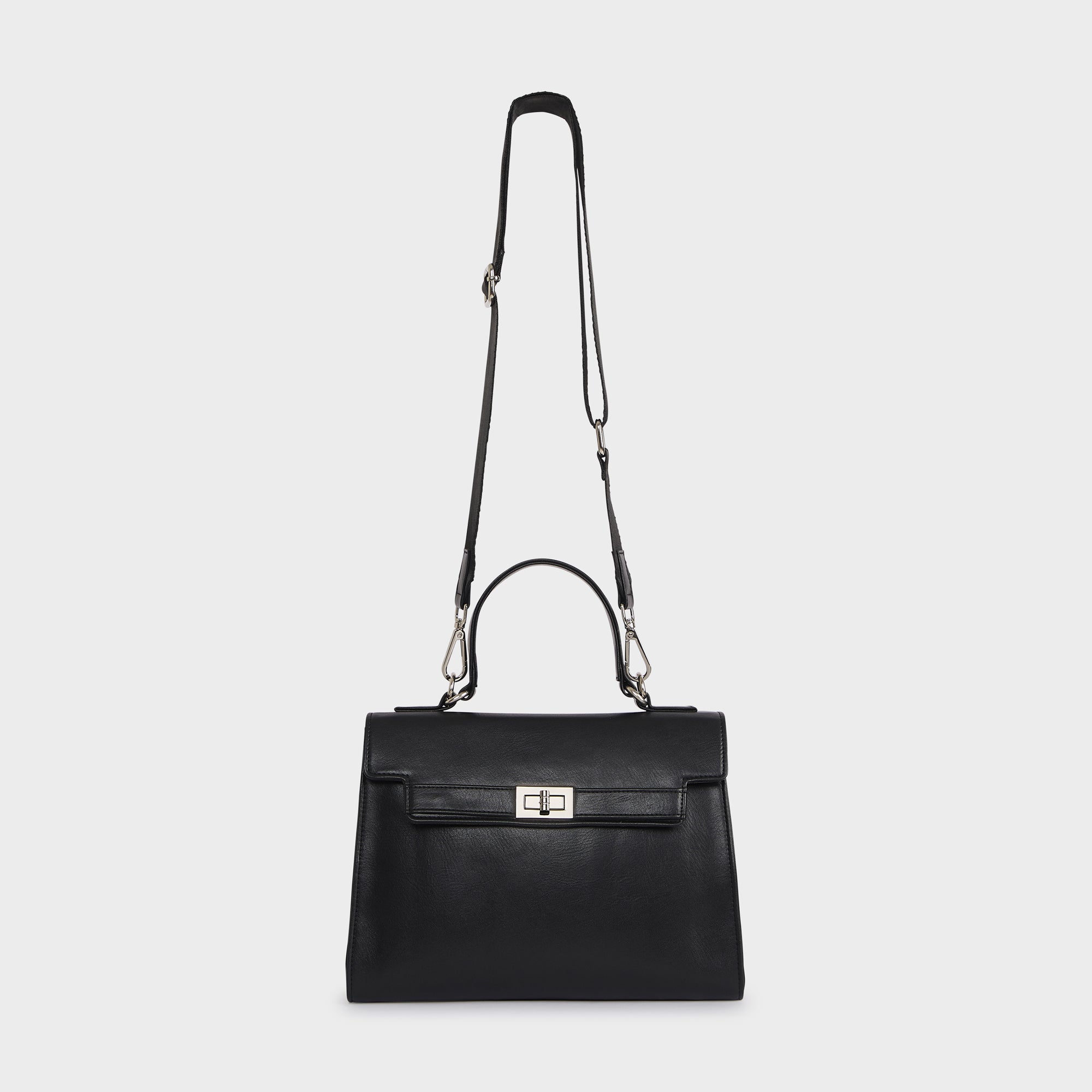 RIGA VEGAN LEATHER HAND AND SLING BAG BLACK