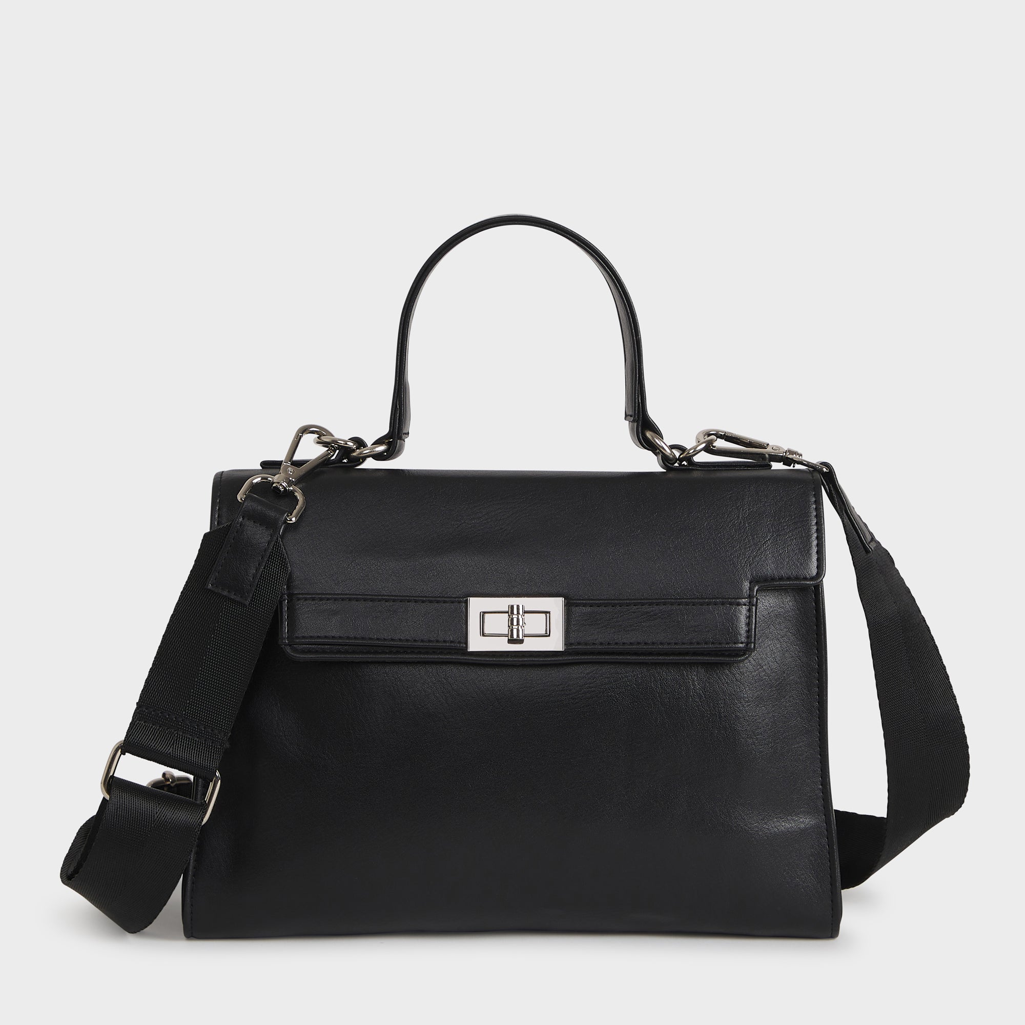 RIGA VEGAN LEATHER HAND AND SLING BAG BLACK