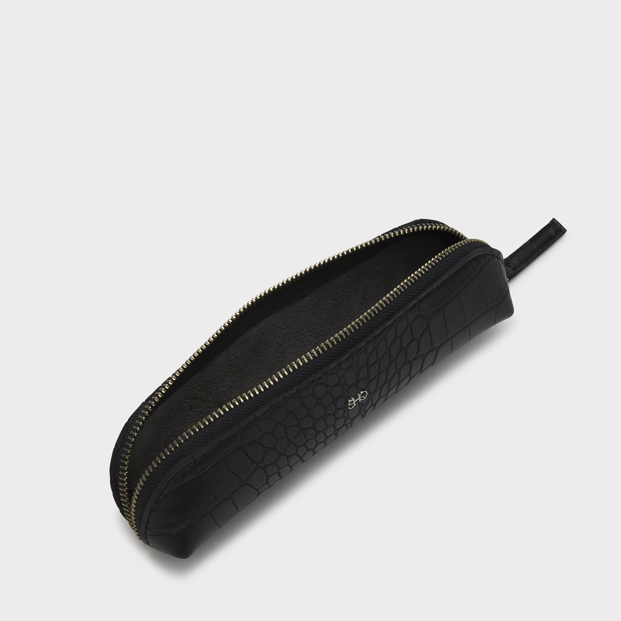 VALENCIA SLIM POUCH CROC BLACK