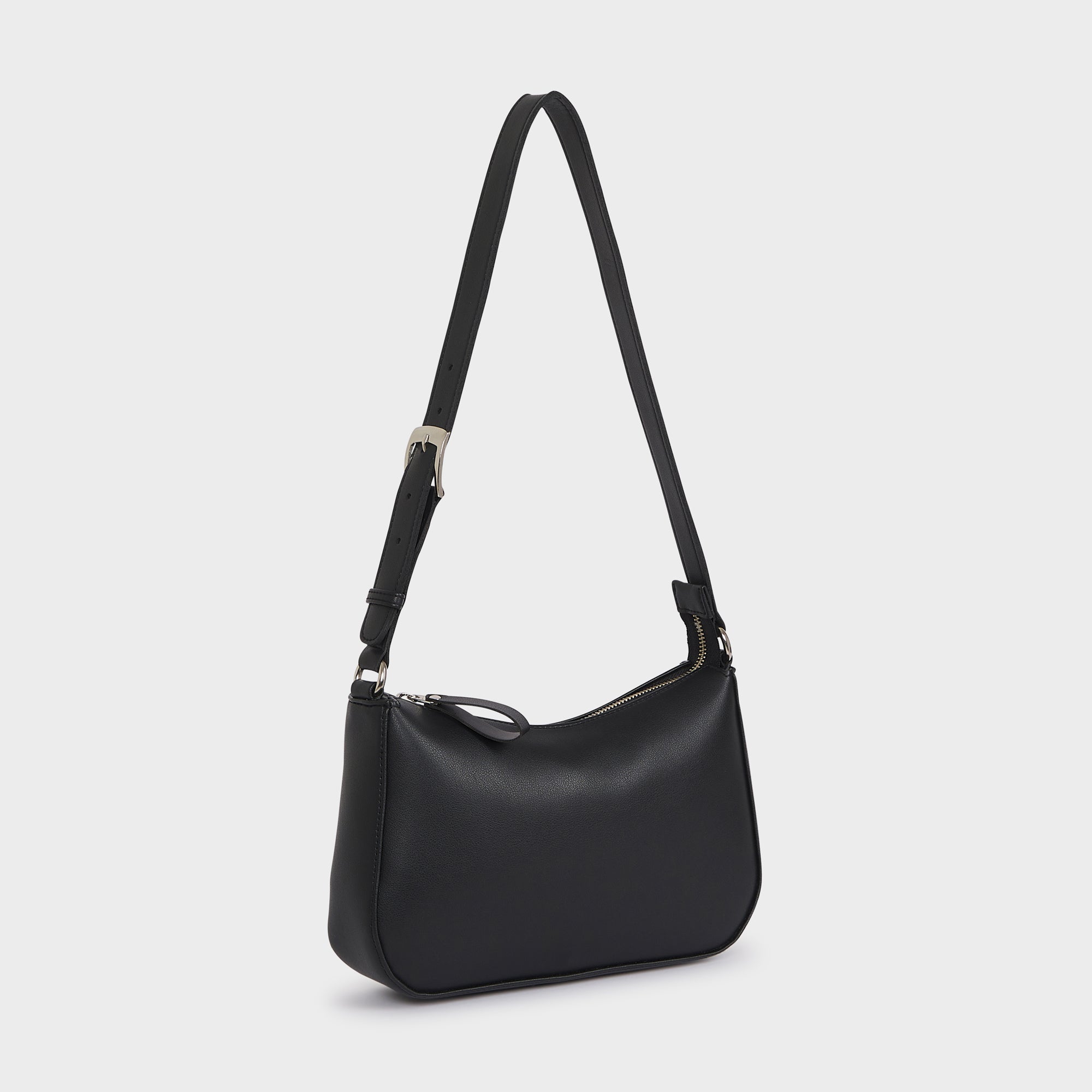 LAGOS VEGAN LEATHER SHOULDER BAG BLACK