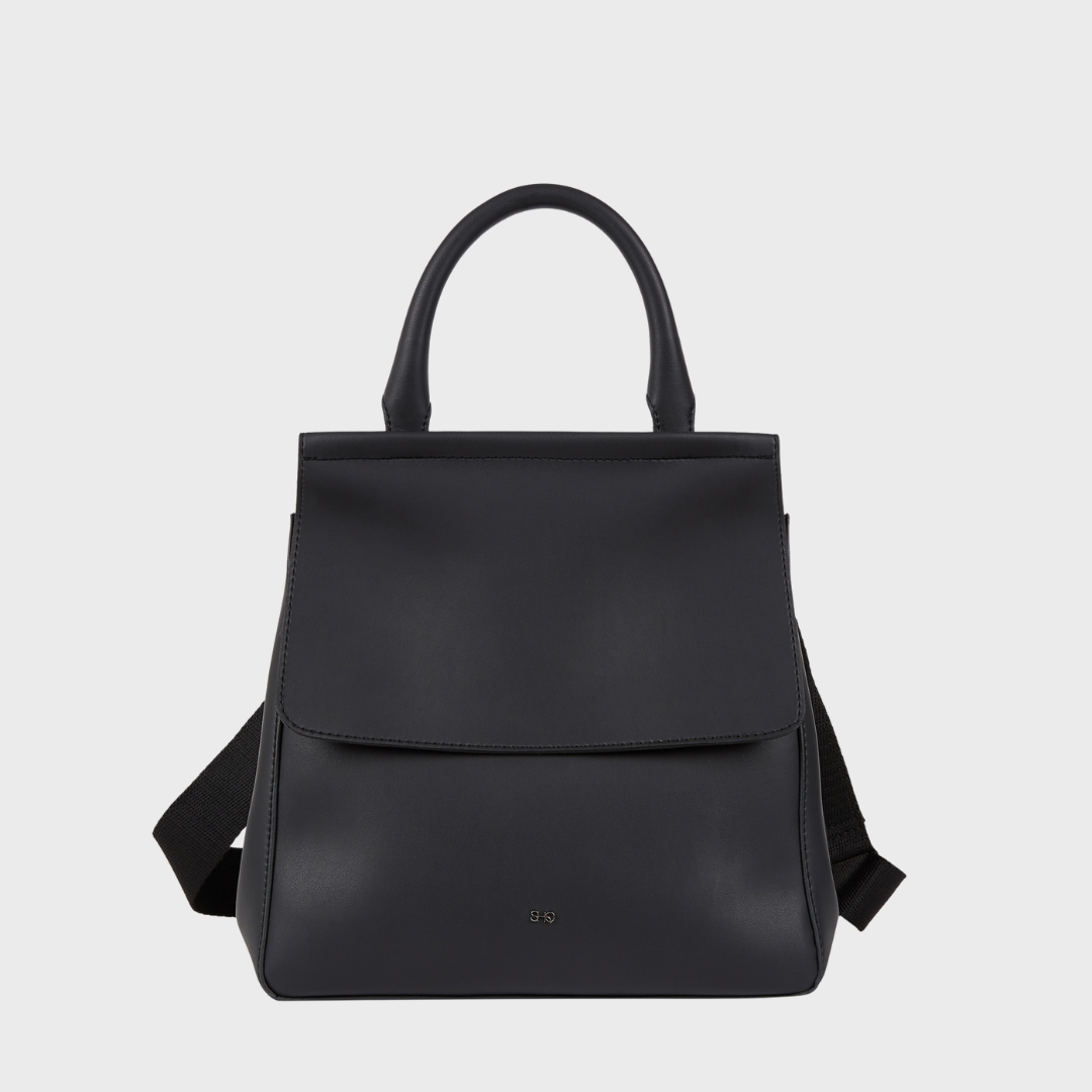 MILAN MATTE VEGAN LEATHER HAND AND SLING BAG BLACK