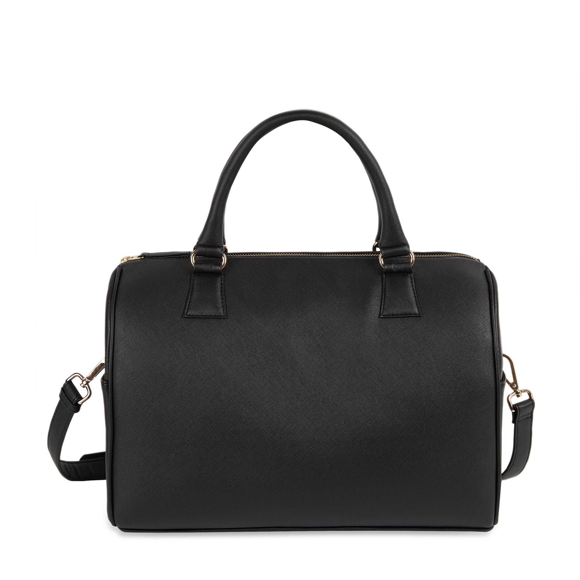 BOSTON VEGAN LEATHER OVERNIGHT BAG BLACK